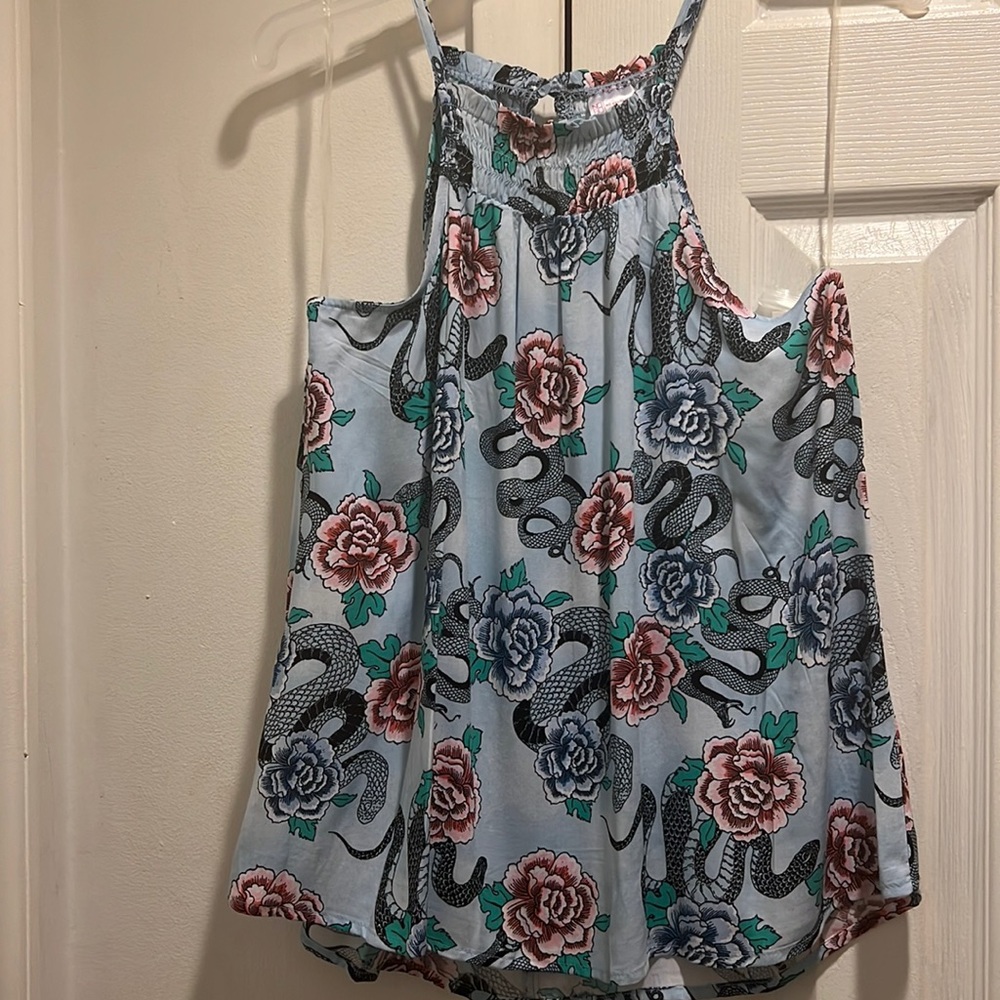 Blue floral snake top